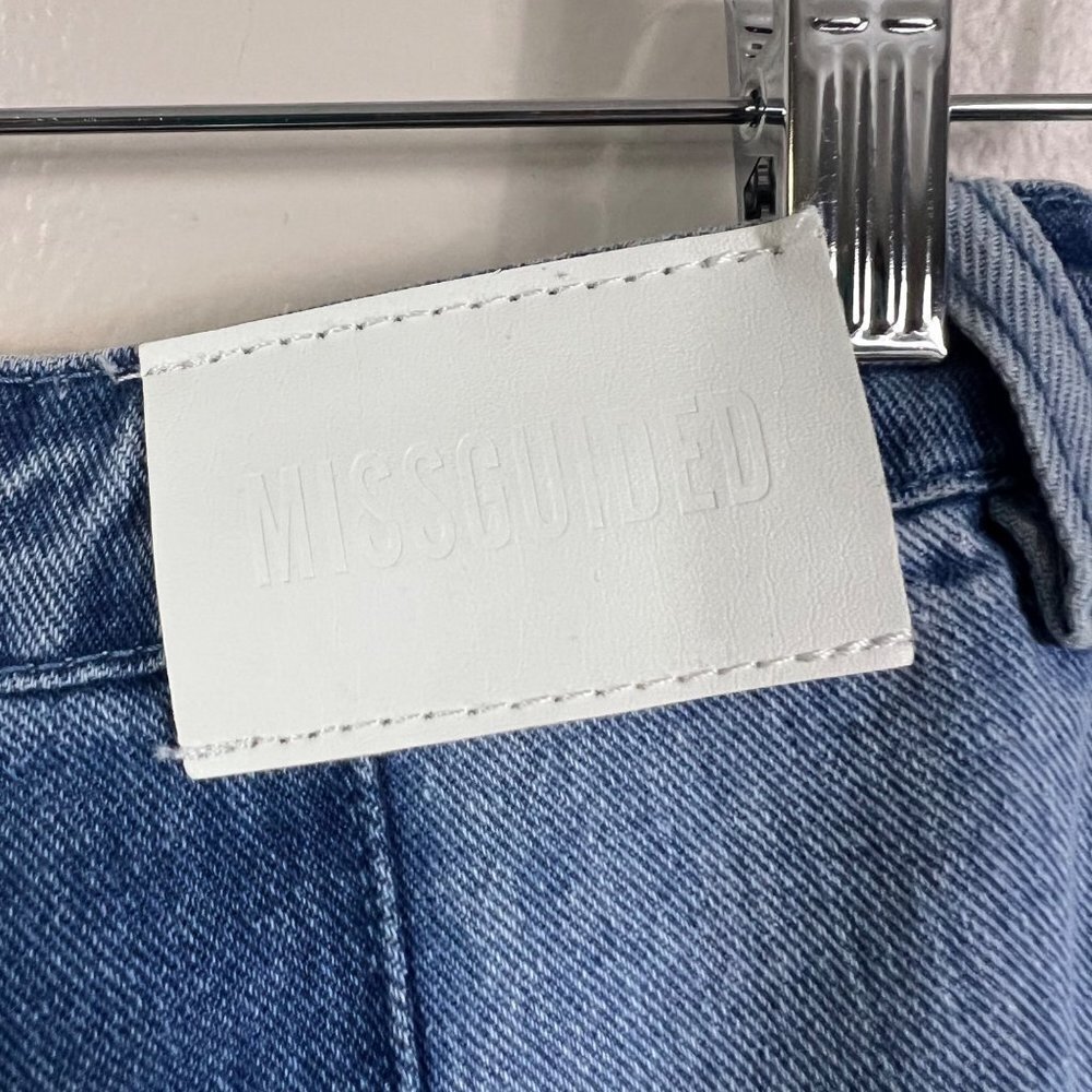 Missguided Patchwork Straight Leg Blue Jeans Deni… - image 5